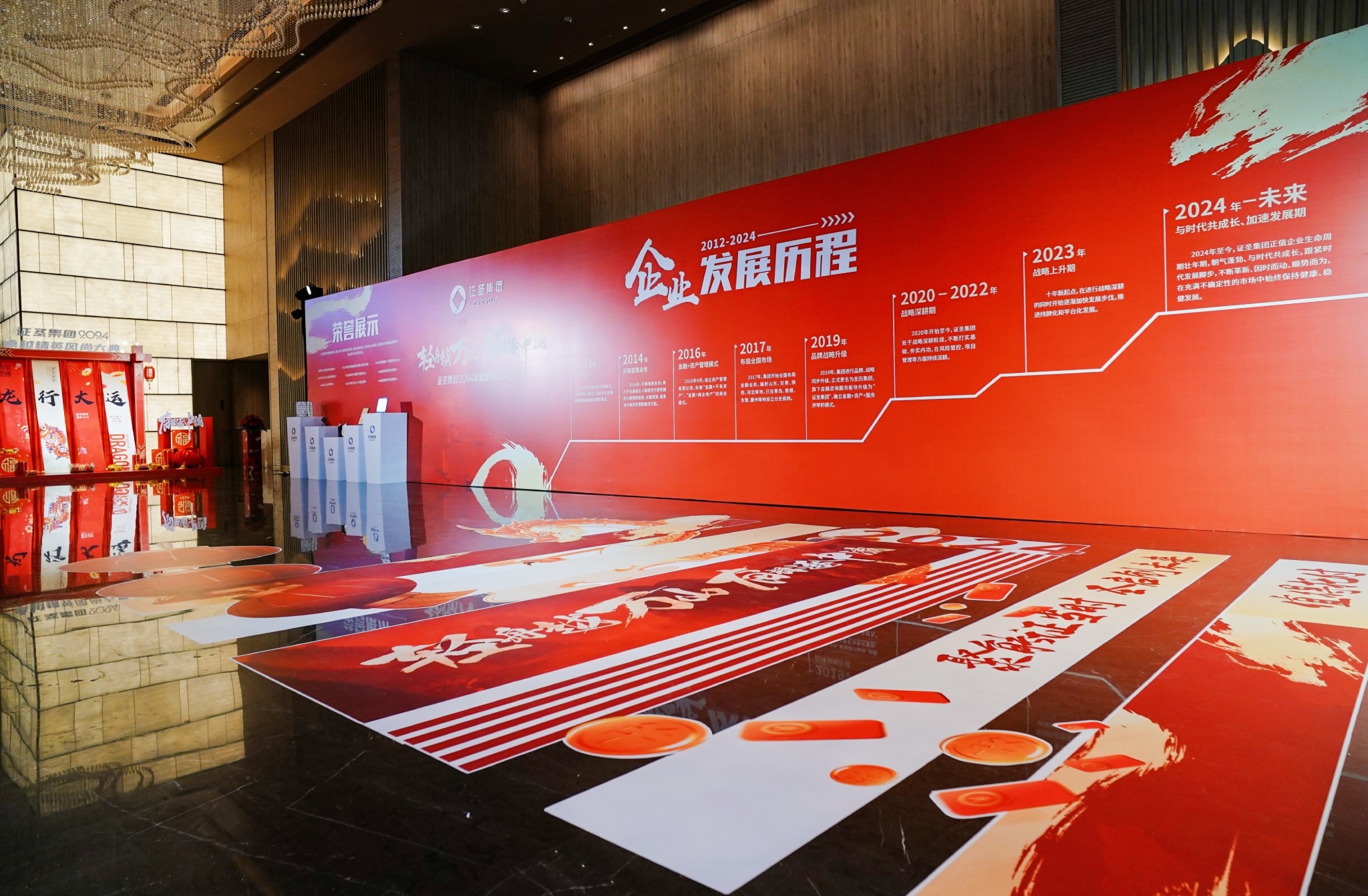 风尚大典企业发展历程墙与地面视觉